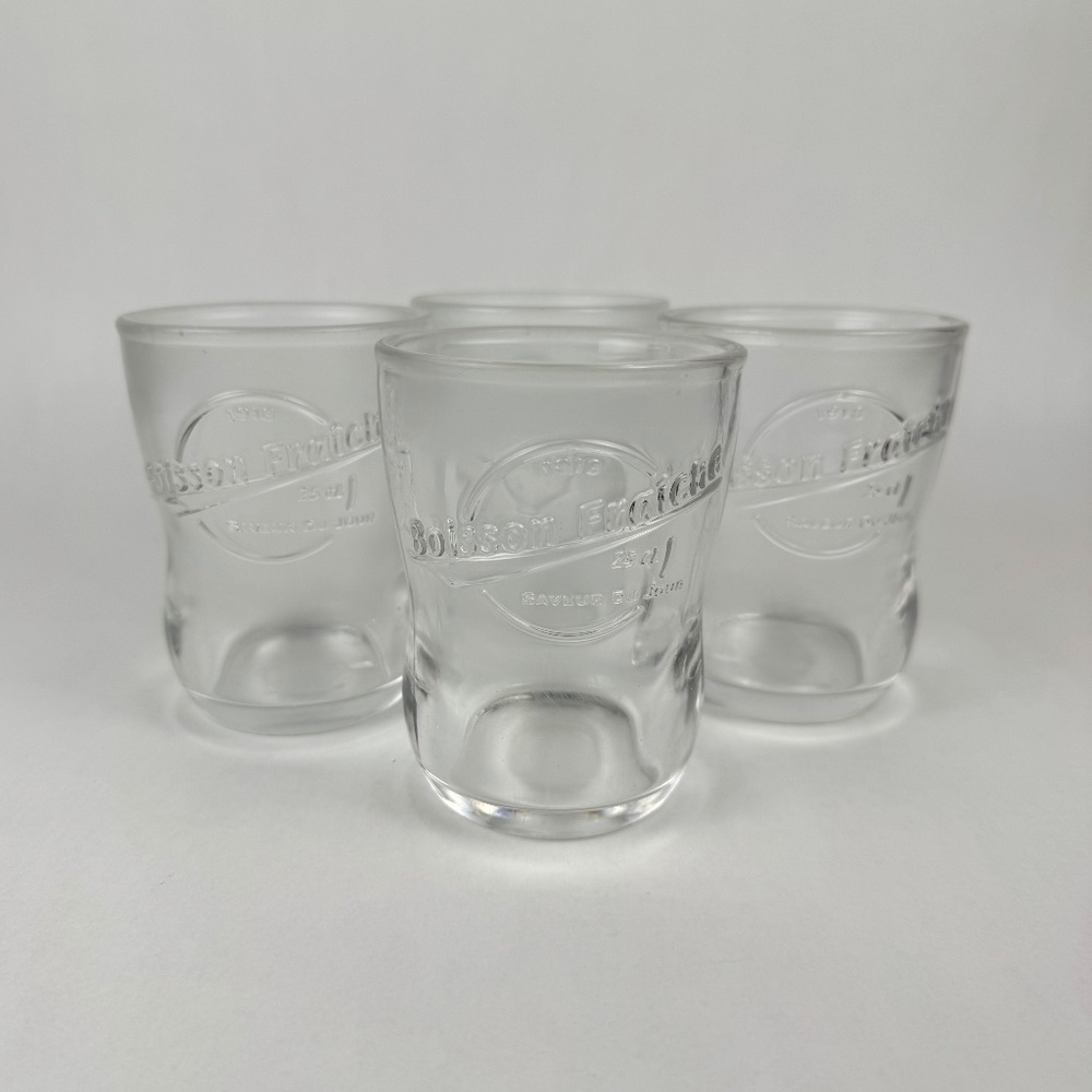 Vintage Boisson Fraiche French Saveur du Jour Short Soda Fountain Glasses Set/4